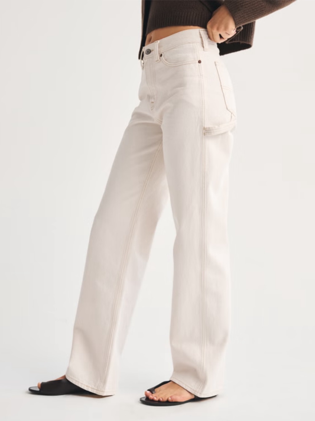 Abercrombie & Fitch Carpenter Ultra High Rise Jeans In Cream- 24 / 00